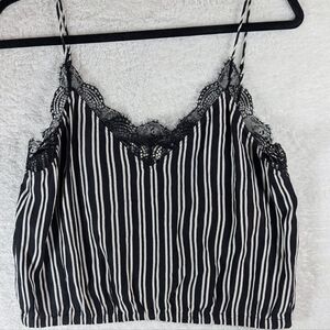 Wilfred Black and White Striped Lace Cami